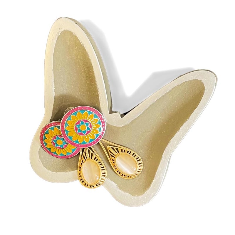 MORii® Artful Mango Wood Trinket Tray Set: Fish and Butterfly Shaped Decal Accented Catch-All Trays for Keys Treasures, Jewelry (Fish Large Butterfly Small) - Image 2