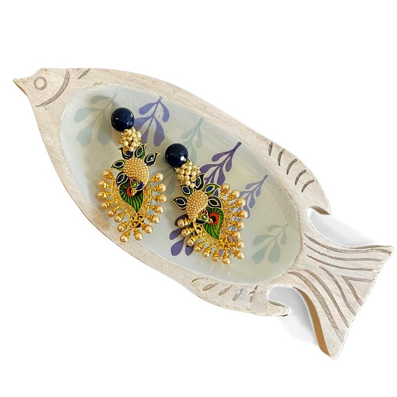 MORii® Artful Mango Wood Trinket Tray Set: Fish and Butterfly Shaped Decal Accented Catch-All Trays for Keys Treasures, Jewelry (Fish Large Butterfly Small) - Image 3