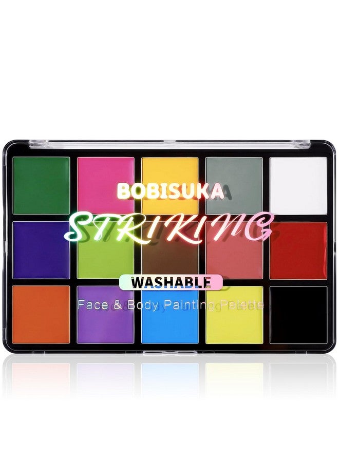 BOBISUKA Face Body Paint 15 Color Professional Face Painting Palette For Art Theater Halloween Party Cosplay Clown Sfx Makeup For Women Adults Nontoxic Washable - Image 1