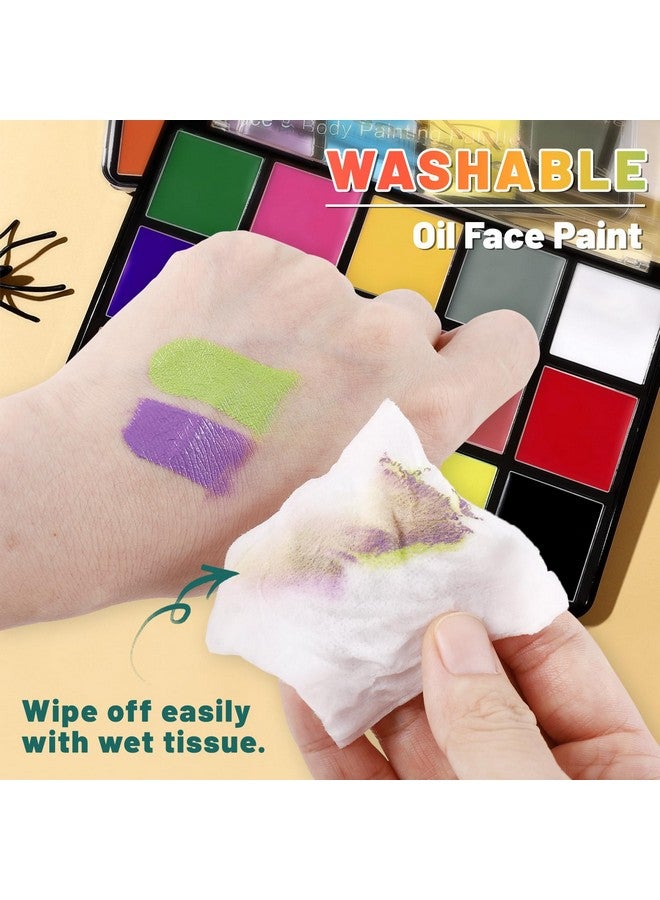 BOBISUKA Face Body Paint 15 Color Professional Face Painting Palette For Art Theater Halloween Party Cosplay Clown Sfx Makeup For Women Adults Nontoxic Washable - Image 3