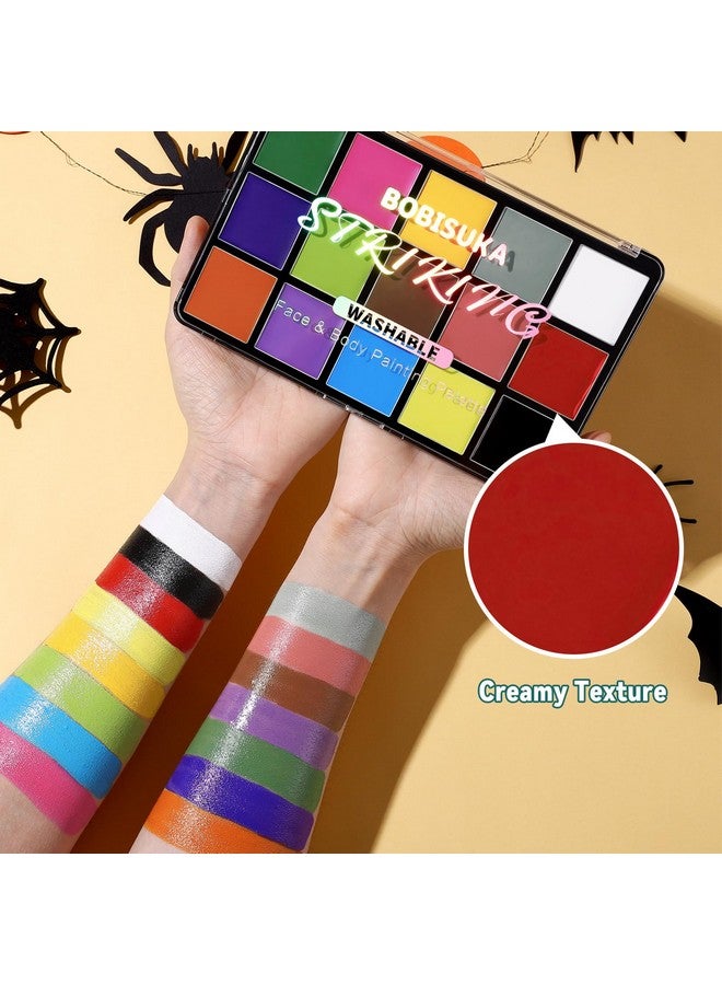 BOBISUKA Face Body Paint 15 Color Professional Face Painting Palette For Art Theater Halloween Party Cosplay Clown Sfx Makeup For Women Adults Nontoxic Washable - Image 2