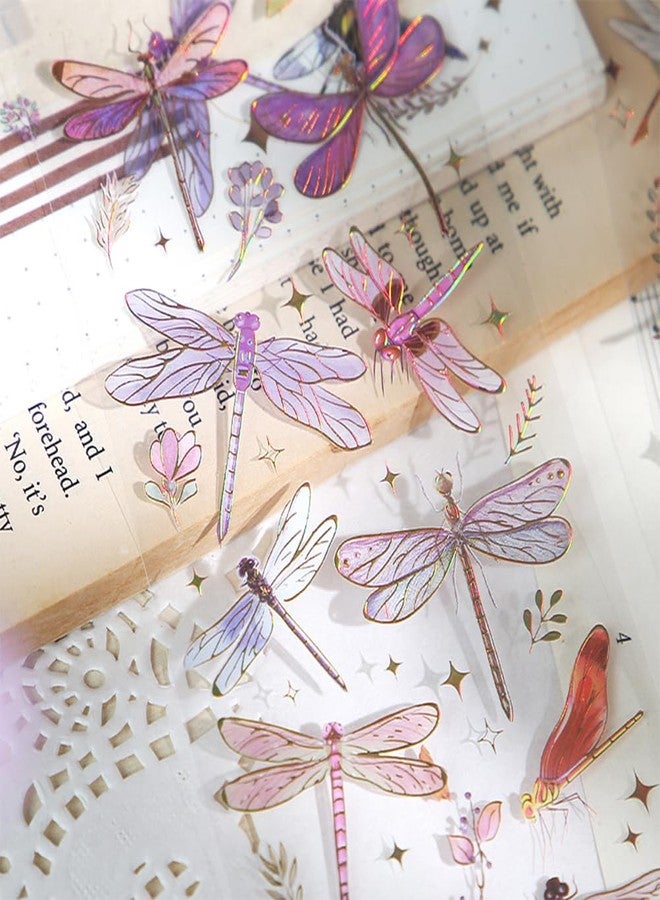 Obujopal 3 Pcs Holographic Glitter Dragonfly Stickers for Scrapbooking Junk Journal Card Making Collage Envelope Letter Diary Planner Notebook Phone Case Craft Decoration, Not Pre-Cut - Image 4