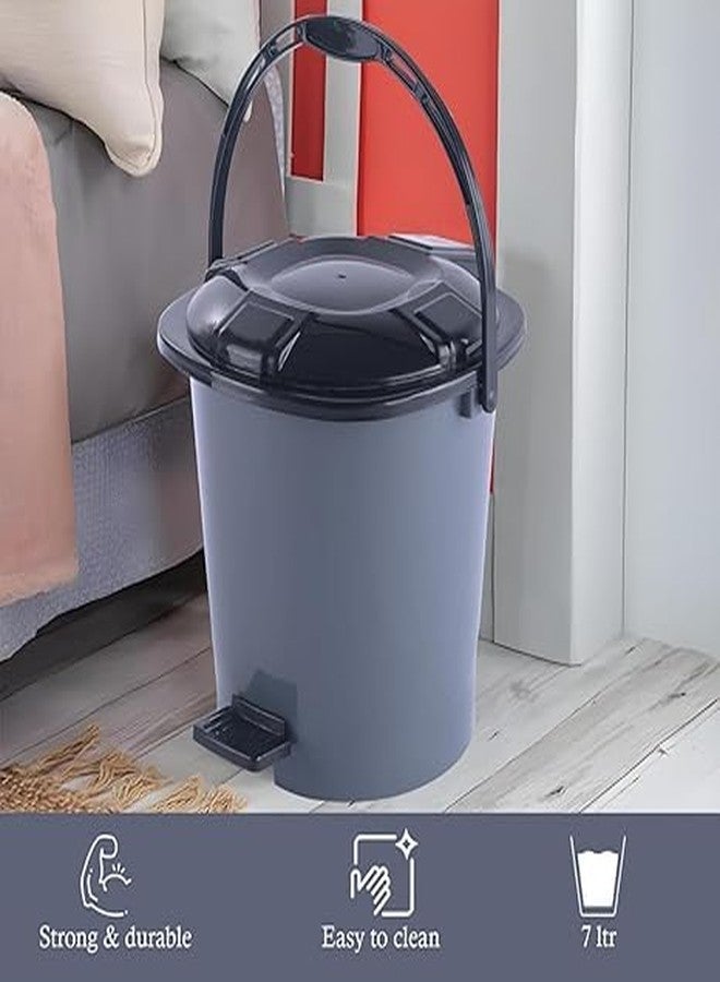 NEXTPRO Plastic Step on Pedal Dustbin With Handle | Solid Color & Durable Plastic Material | Size 24 x 24 x 23 | Capicity 7 Litre (Grey). - Image 2