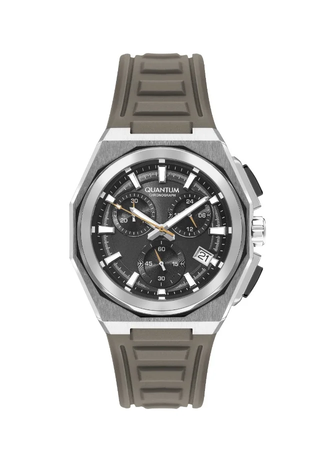 كوانتوم Quantum PWG1078.357 Men's Chronograph Display Watch & Silicon Strap Strap Beige