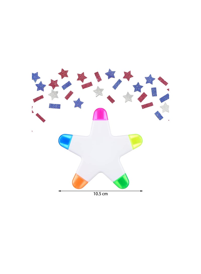 SYOSI 6 Piece Highlighter Star Shape Highlighter Colorful Fluorescent Pen Marker Watercolor Highlighter Pen 5 In 1 Colored Fluorescent Pen for Note Taking - Image 2