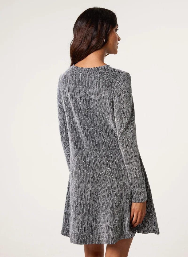 بلو فانيلا فستان سوينج لامع بالماس