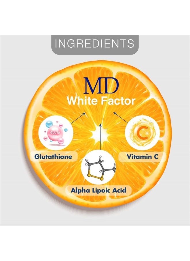 MD White Factor - Glutathione Supplement with Effective Antioxidants, Vitamin C & Lipoic Acid | (60 Capsules)  - Image 1