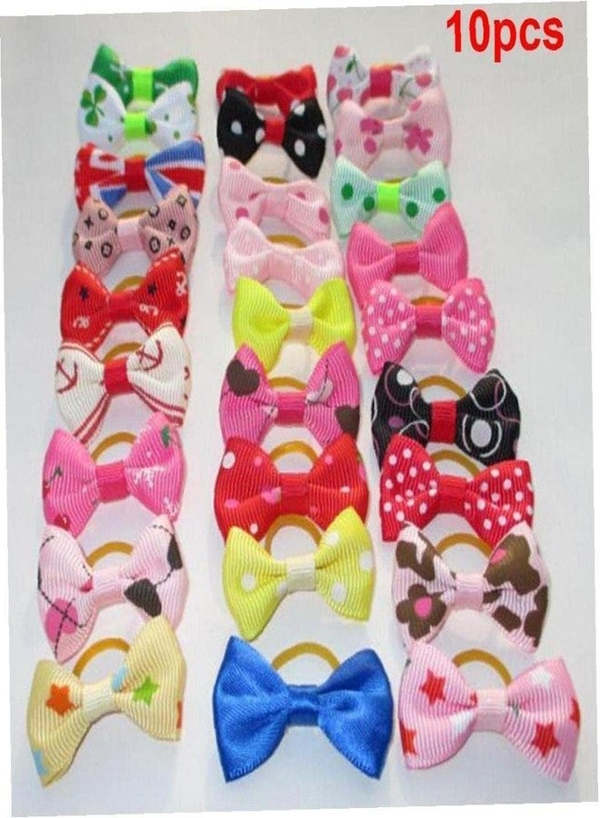 Zhuluck 10Pcs Multicolor Hair Bows Tie Bands for Pet Cat Dogs Hair Accessories Practical Processed,Mix the back elastic band, Cute Hair Clips for Small and Medium Dogs Dog Hair Apparel and Accessories - Image 2