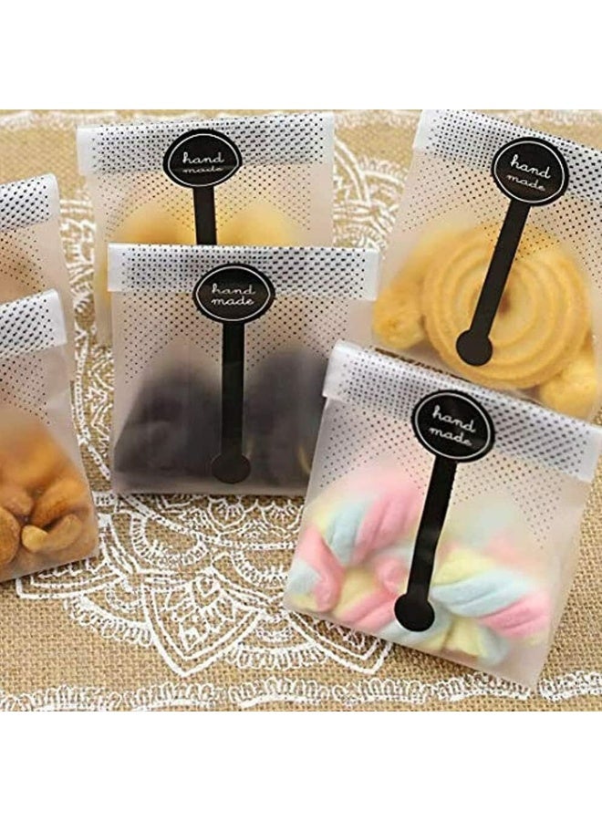 ECVV Ecvv 100Pcs Bread Packaging Bags Translucent Plastic Bags Cellophane Pastry Treat Bags Valentine Gift Bags For Candies Cookies Chocolate With Stickers - Image 3