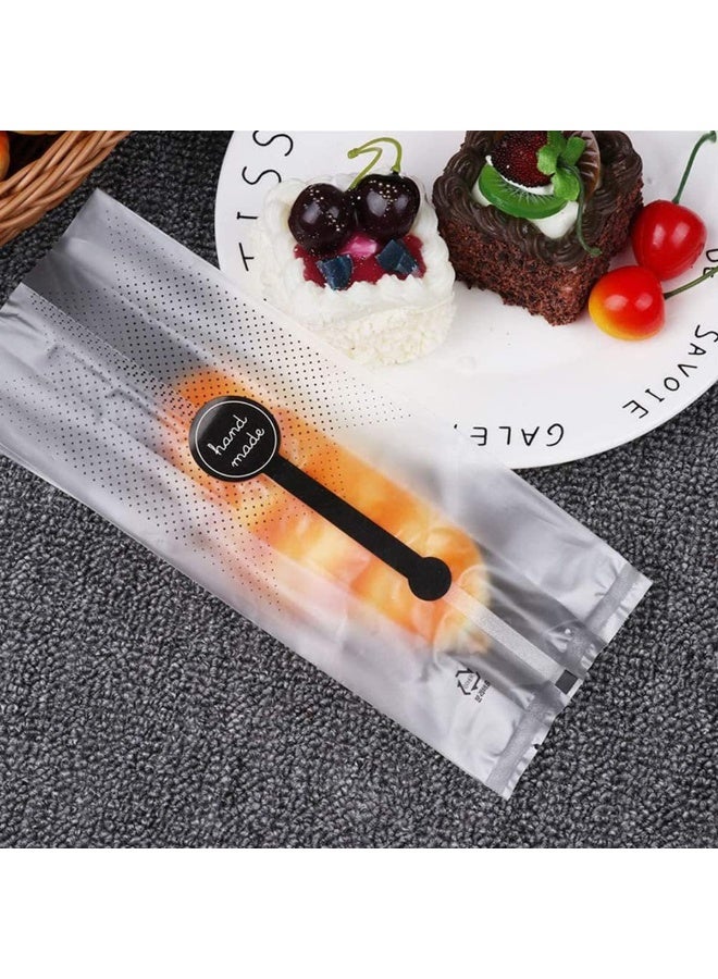 ECVV Ecvv 100Pcs Bread Packaging Bags Translucent Plastic Bags Cellophane Pastry Treat Bags Valentine Gift Bags For Candies Cookies Chocolate With Stickers - Image 4
