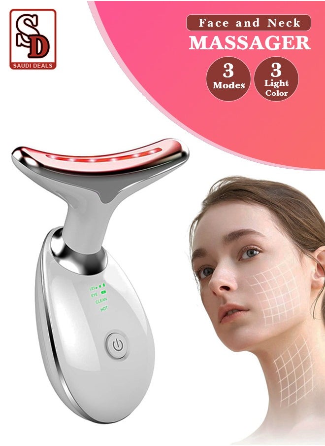 Saudi Deals Face & Neck Massager for Anti-Wrinkle & Skin Tightening, Featuring 45°C EMS Technology for Neck Lifting and Firming, with 3 Light Colors Red, Blue, & Green & 3 Modes for Women & Men  - Image 1