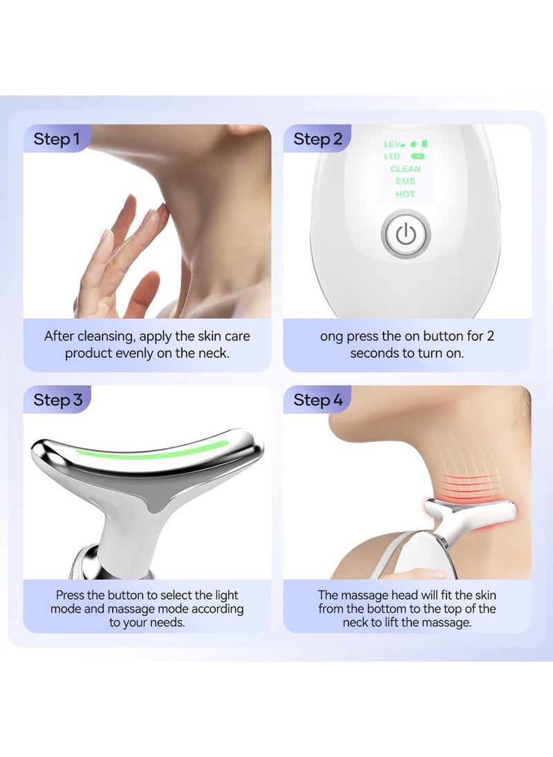 Saudi Deals Face & Neck Massager for Anti-Wrinkle & Skin Tightening, Featuring 45°C EMS Technology for Neck Lifting and Firming, with 3 Light Colors Red, Blue, & Green & 3 Modes for Women & Men  - Image 3