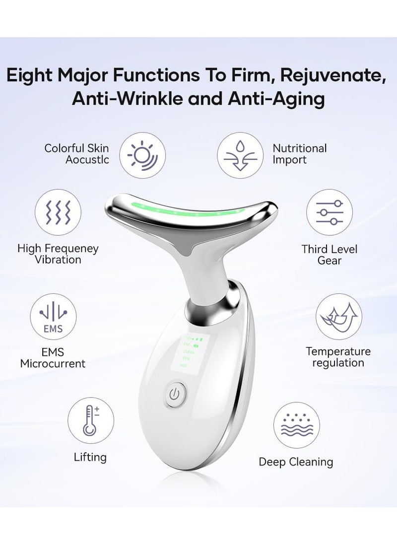 Saudi Deals Face & Neck Massager for Anti-Wrinkle & Skin Tightening, Featuring 45°C EMS Technology for Neck Lifting and Firming, with 3 Light Colors Red, Blue, & Green & 3 Modes for Women & Men  - Image 4