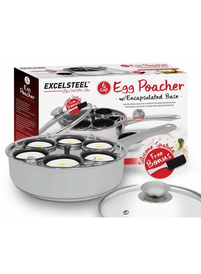 ExcelSteel 522 مقلاة غير لاصقة سهلة الاستخدام مقاومة للصدأ لمطبخ المنزل لوجبة الإفطار والغداء، موقد تحريض، طباخ بيض، فولاذ مقاوم للصدأ - Image 1