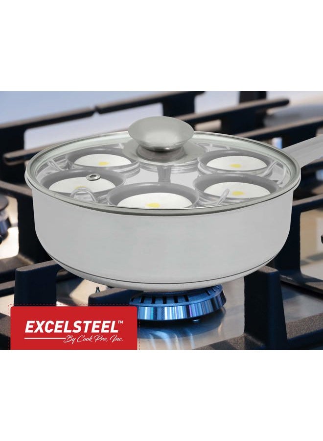 ExcelSteel 522 مقلاة غير لاصقة سهلة الاستخدام مقاومة للصدأ لمطبخ المنزل لوجبة الإفطار والغداء، موقد تحريض، طباخ بيض، فولاذ مقاوم للصدأ - Image 5
