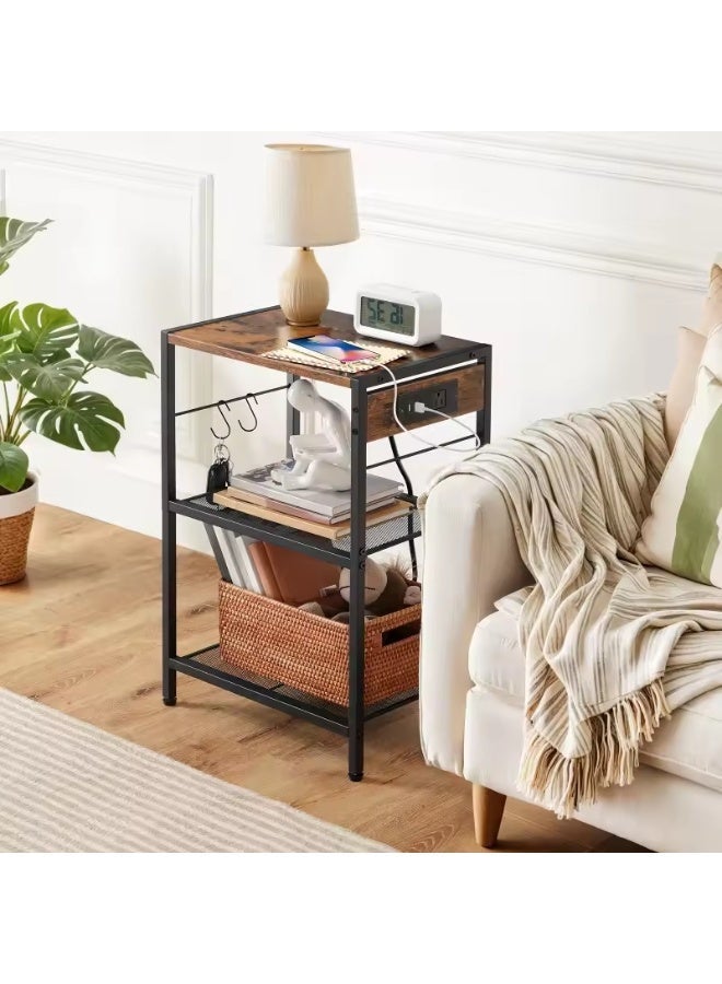 3 Tier Printer Stand Rack Organizer,Movable Side Table,Bedside Table With Wheels,Multi-Purpose Printer Stand With Drawer,Wooden Desktop Storage Rack,For Home Office Kitchen Coffee Bar - Image 5