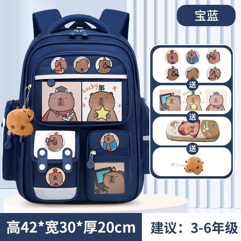 New Cartoon School Backpack for Grades 1-3-6, KULUOMI & Cinnamoroll Design, Lightweight & Ergonomic