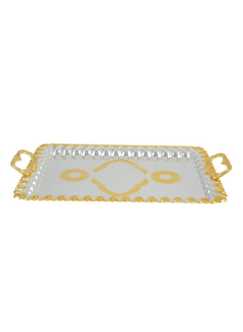 Homemaker 2-Piece Rectangular Luxury Serving Tray, Large 48cm x 34cm & Medium 41cm x 29cm, Steel, Silver & Gold - Image 5