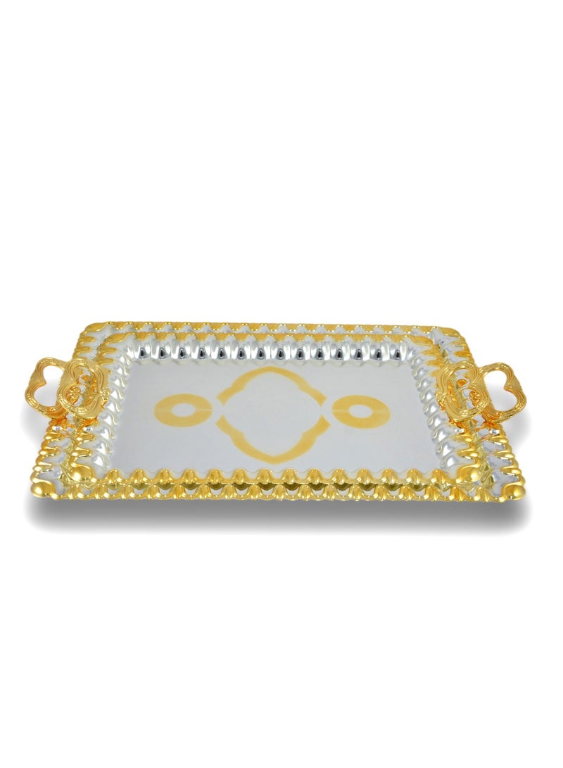 Homemaker 2-Piece Rectangular Luxury Serving Tray, Large 48cm x 34cm & Medium 41cm x 29cm, Steel, Silver & Gold - Image 4