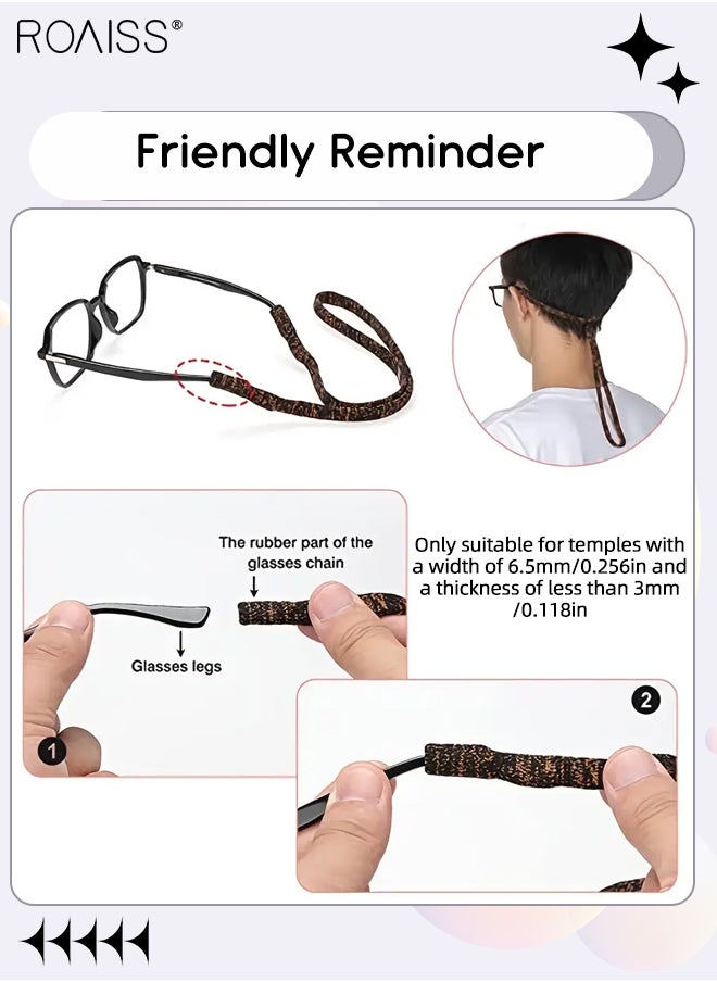 roaiss 6 Pcs Elastic Glasses Strap, Soft Sport Eyeglasses Cords Adjustable Non-Slip Eyewear Retainer Glasses Lanyard for Reading Sports Outdoor for Men, Women with 10 Pairs of Ear Grip Hooks  - Image 4
