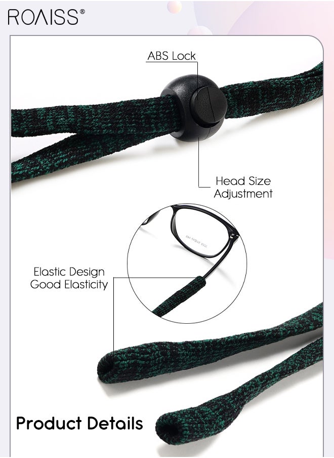 roaiss 6 Pcs Elastic Glasses Strap, Soft Sport Eyeglasses Cords Adjustable Non-Slip Eyewear Retainer Glasses Lanyard for Reading Sports Outdoor for Men, Women with 10 Pairs of Ear Grip Hooks  - Image 3