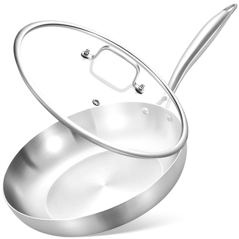 Inqibee 8 Inch Stainless Steel Frying Pan with Lid TriPly Clad Small Skillet Induction Ready Compatible with All Cooktops Oven and Dishwasher Safe NonToxic PFOAFree Cookware - Image 2