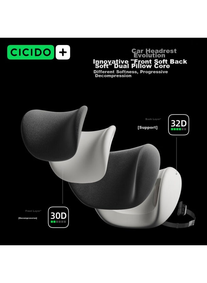 Cicido Double-layer Car Headrest And Lumbar Support Set, Neck Pillow, Seat Cushion, Waist Pad, Back Support, Driving Pillow, Lumbar Support - Image 1