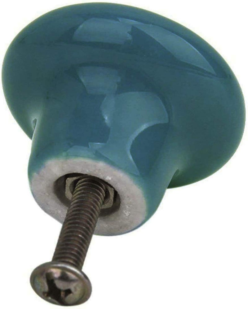 Mallofusa 32mm Cabinet Ceramic Round Pull Knobs for Drawer Dresser Kitchen Wardrobe Handles 10 PCS Blue - Image 2