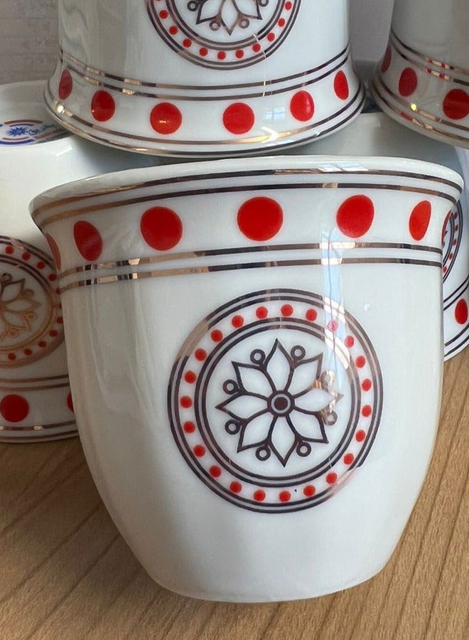 Badraig 12-Piece Cawa Cups Sip in Style with White and Red Elegance 60Ml | 90 ML / 120 ML - Image 2