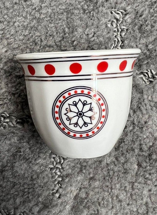 Badraig 12-Piece Cawa Cups Sip in Style with White and Red Elegance 60Ml | 90 ML / 120 ML - Image 3