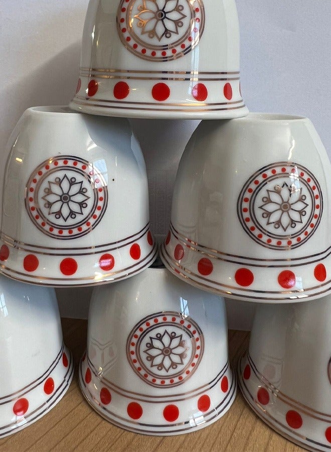 Badraig 12-Piece Cawa Cups Sip in Style with White and Red Elegance 60Ml | 90 ML / 120 ML - Image 4