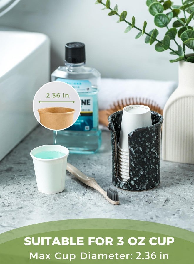 YHOJOY Bathroom Cup Dispenser, Ceramic Bathroom Cup Holder 3 Oz Mouthwash Cup Dispenser, Small Disposable Paper Cup Holder for Bathroom Vanity Countertop, Black - Image 4