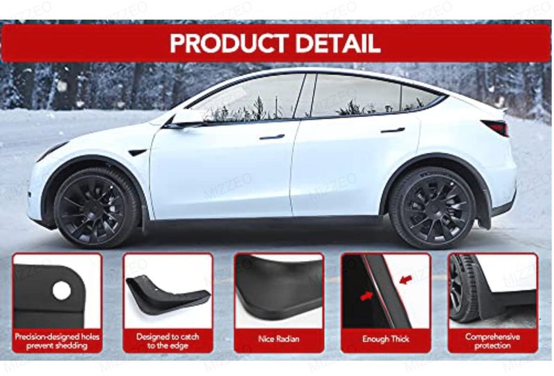 MIZZEO Front and Rear Plastic Mud Flaps (Set of 4) for Skoda Rapid (Type-1) 2011-2017 - Image 3