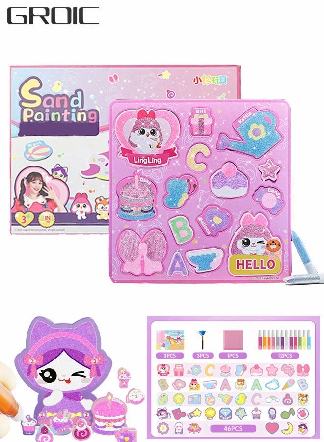 GROIC Sand Painting Kit for Kids, Complete Tool, Fun DIY Crafts with 12 Pieces of Colored Yarn, Children's Handicraft Kit, Educational Toys - Image 1