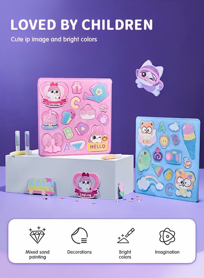 GROIC Sand Painting Kit for Kids, Complete Tool, Fun DIY Crafts with 12 Pieces of Colored Yarn, Children's Handicraft Kit, Educational Toys - Image 2