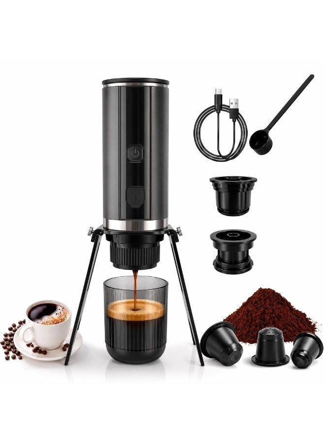 لانثور آلة قهوة كبسولات مصغرة محمولة 3 في 1 مع حامل – كوب واحد K-Cup، صانع إسبريسو كبسولات للسفر، متوافق مع كبسولات نسبريسو، عالي الكفاءة ومدمج، استخدام مزدوج للمنزل والسفر - Image 1