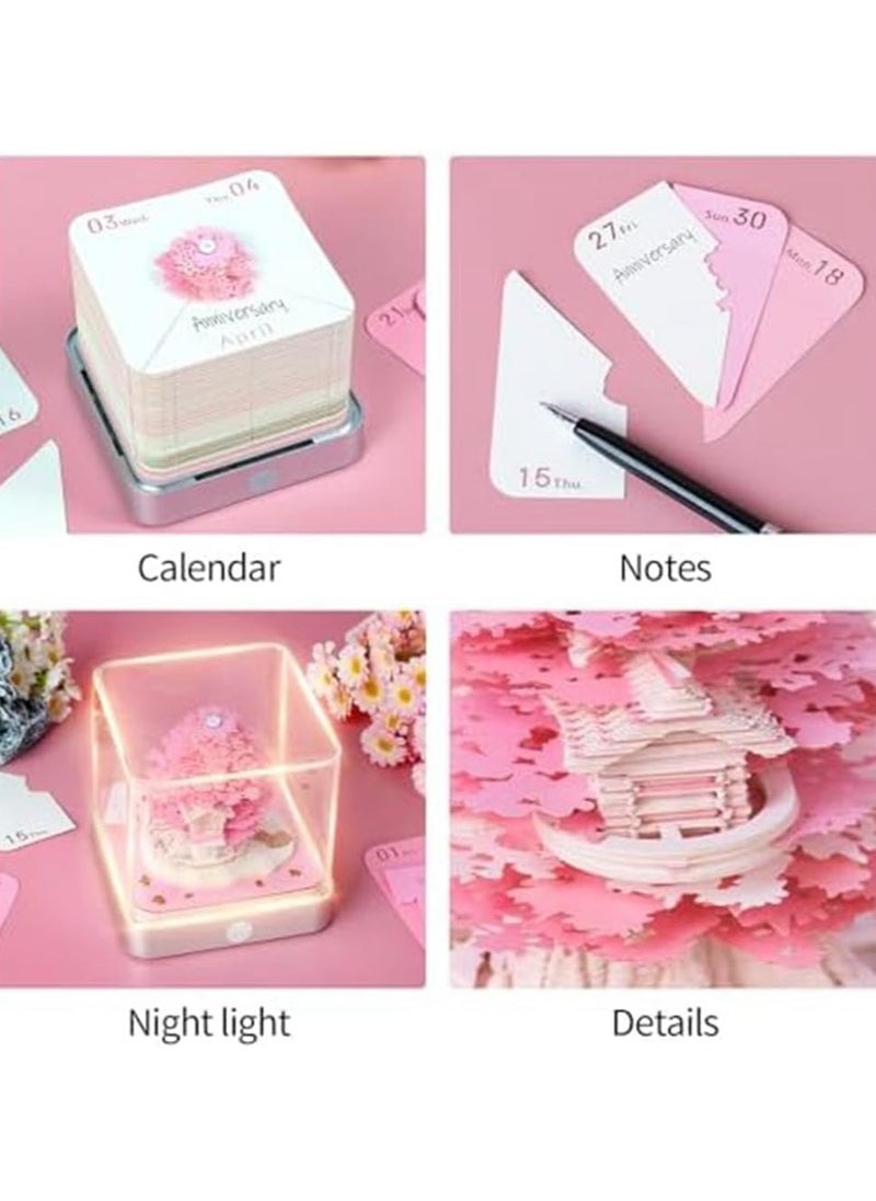 Generic Soaying Artist Desk Calendar Tree 3D Notepad With Lights 2025 Calendar Tree 3D Notepad Artopad Engraving Artist Desk Calenda  - Image 4
