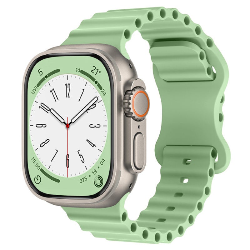 Apple Watch Band Ultra/iWatch 8/9/10 Dual Buckle Silicone Strap with 8-Shape Clasp - 22mm/24mm Compatible