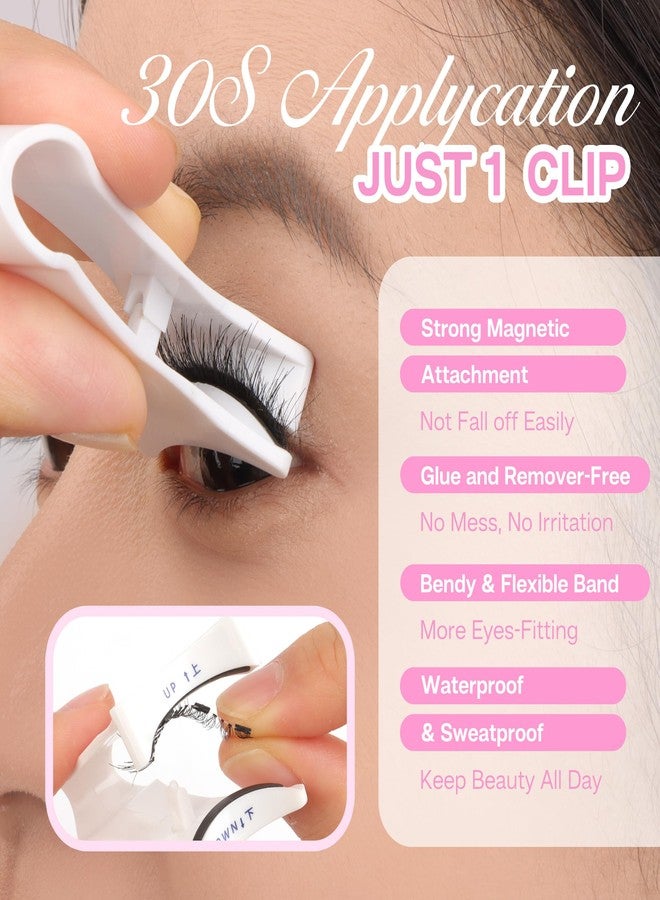 CALAILIS Magnetic Eyelashes Natural Look Magnetic Lashes with Applicator Reusable Magnetic Eyelashes Kit without Eyeliner No Glue Needed Magnetic False Eyelashes for All Day Comfort (YC01) - Image 2