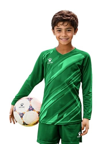 KELME Kids Goalie Shirt,Goalkeeper Jersey Padded Long Sleeve Soccer Football Training Uniform for Youth,Green Kid Size 6 - Image 1