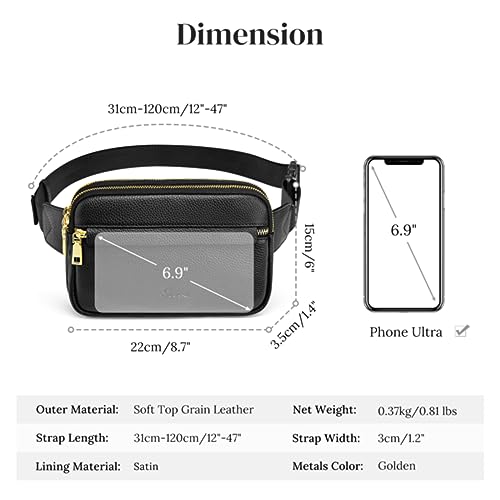 S-ZONE Fanny Packs for Women Genuine Leather RFID Blocking Crossbody Bags Purses Sling Waist Chest Bag Gifts Travel Running Adjustable Strap Men - Image 5