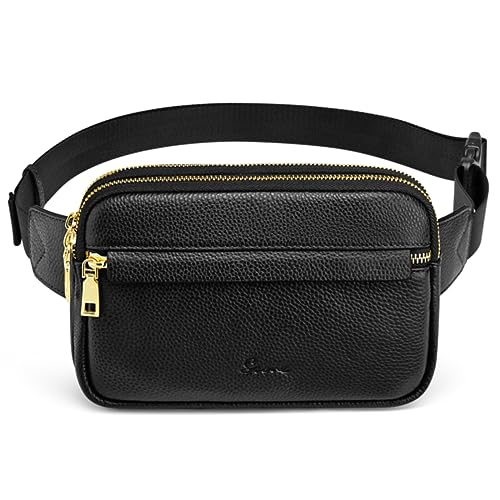 S-ZONE Fanny Packs for Women Genuine Leather RFID Blocking Crossbody Bags Purses Sling Waist Chest Bag Gifts Travel Running Adjustable Strap Men - Image 1