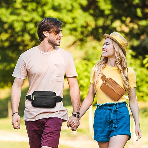S-ZONE Fanny Packs for Women Genuine Leather RFID Blocking Crossbody Bags Purses Sling Waist Chest Bag Gifts Travel Running Adjustable Strap Men - Image 2