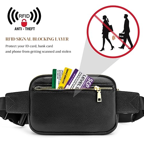 S-ZONE Fanny Packs for Women Genuine Leather RFID Blocking Crossbody Bags Purses Sling Waist Chest Bag Gifts Travel Running Adjustable Strap Men - Image 3