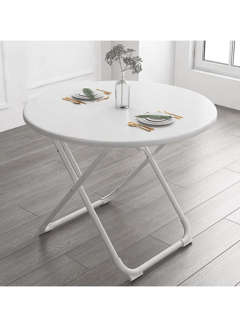 Organized Home Foldable Round Table Small Apartment Household Simple Dining Table Outdoor Picnic Tables Stand Portable Table White - Image 1