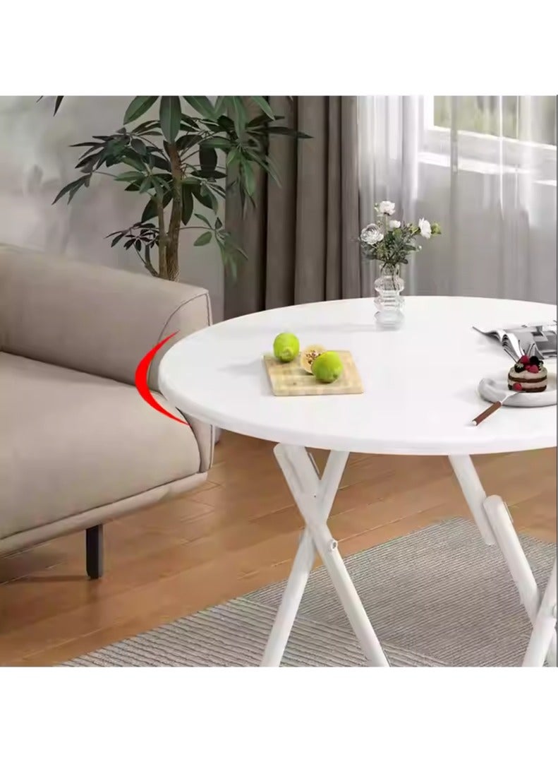 Organized Home Foldable Round Table Small Apartment Household Simple Dining Table Outdoor Picnic Tables Stand Portable Table White - Image 2