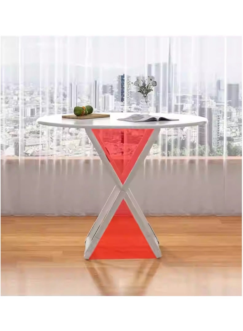 Organized Home Foldable Round Table Small Apartment Household Simple Dining Table Outdoor Picnic Tables Stand Portable Table White - Image 3