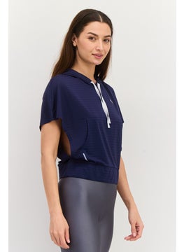 PUMA Women Sportwear Fit Short Sleeves Training Hoodie, Navy  - Image 2