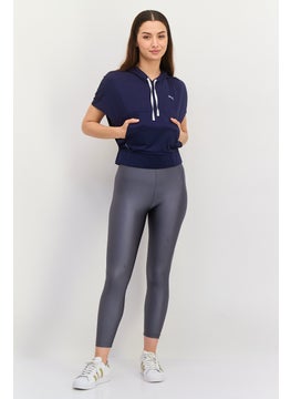 PUMA Women Sportwear Fit Short Sleeves Training Hoodie, Navy  - Image 3