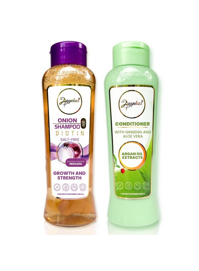 ANYELUZ Onion Shampoo And Aloe Conditioner Set, Strength And Hydration For Your Hair, With Onion Extract, Biotin And Argan Oil, Cleanses Deeply And Provides Hydration  - Image 1